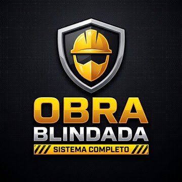 Escudo Obra Blindada: capacete de obra sobre escudo amarelo